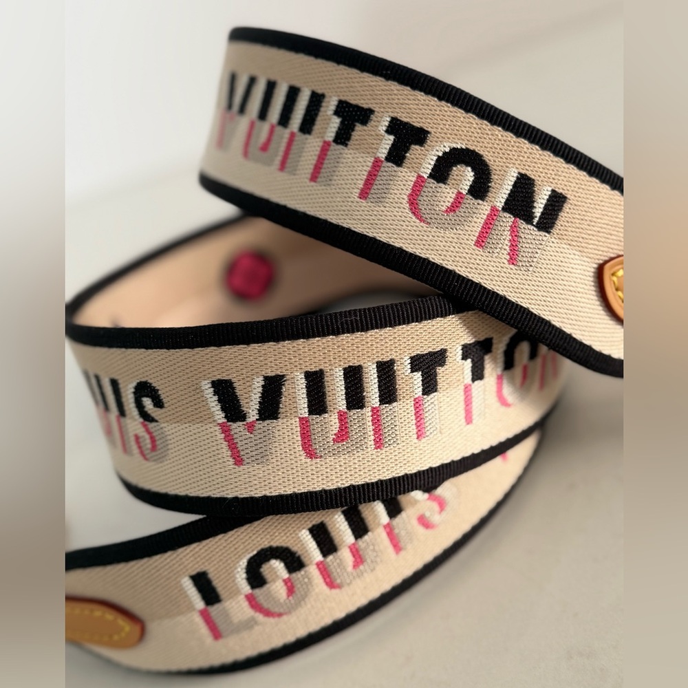 Louis Vuitton Jacquard Speedy Bandoulière 20 Shoulder Strap BLK/Pink ~ NWOT 42” - Picture 11 of 11